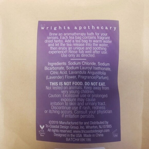 Lot of 2 Wrights Apothecary Scented Bath Tea Sleep Lavender Vanilla 6.3 oz Each - Picture 3 of 4